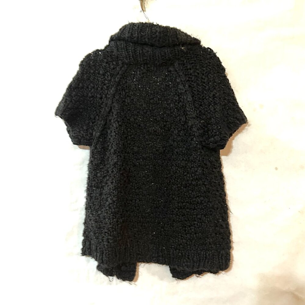 Y2K Vivienne Tam Wool Black Sweater Medium Cardigan Short Sleeve Chunky Knit - Picture 7 of 7